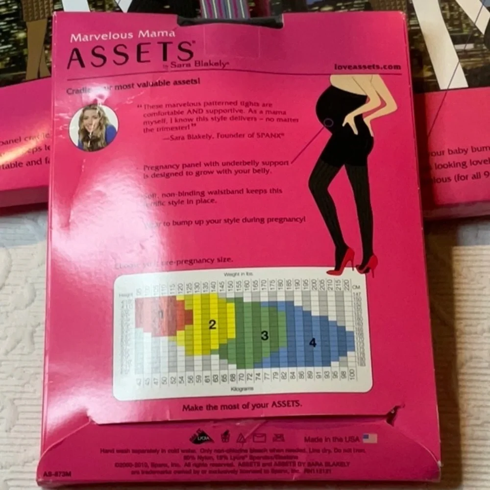ASSETS by Sara Blakely Maternity Tights in Opaque Stripes. Size 2.